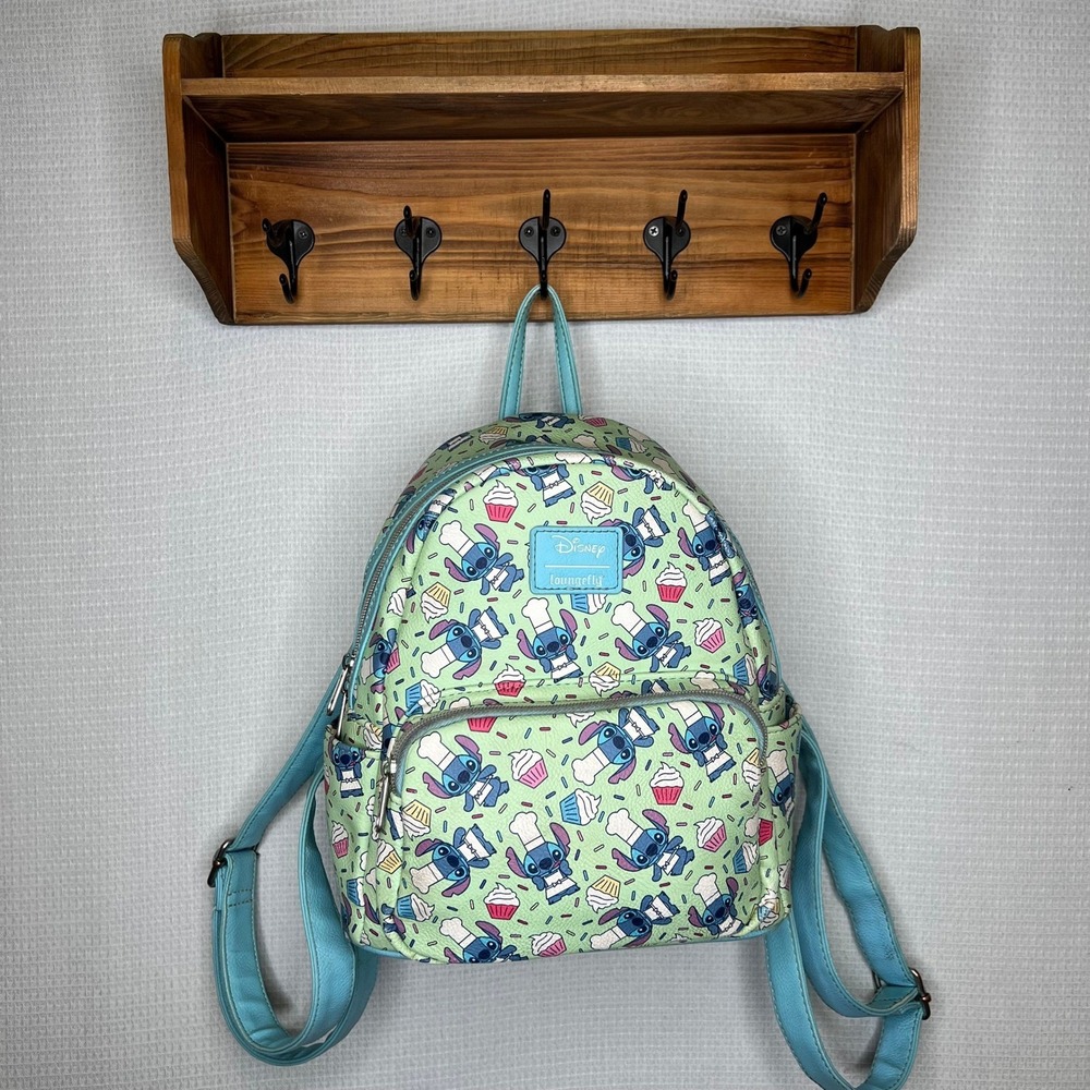 Disney Loungefly Stitch Chef Cupcake Mini Backpack‎ Green Blue